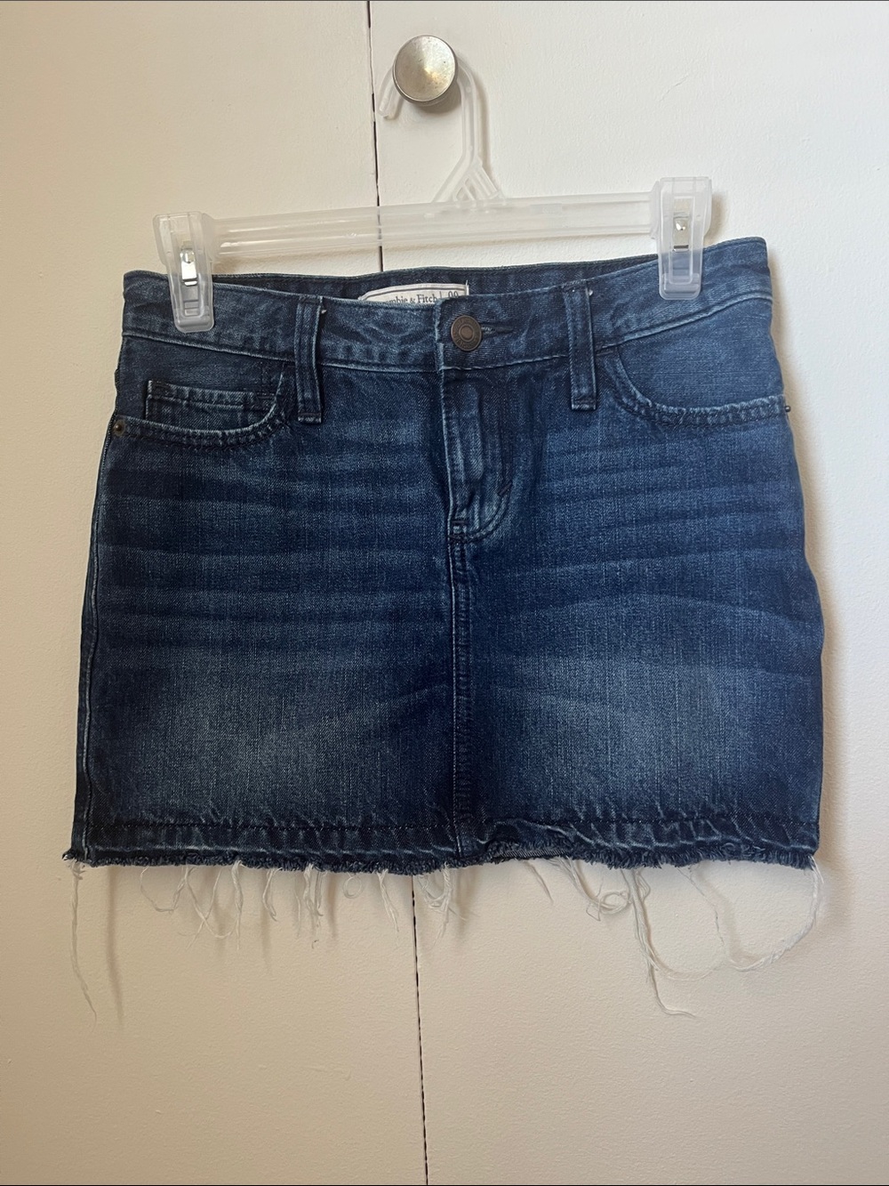 Abercrombie & Fitch Dark Blue Distressed Denim Mini Skirt